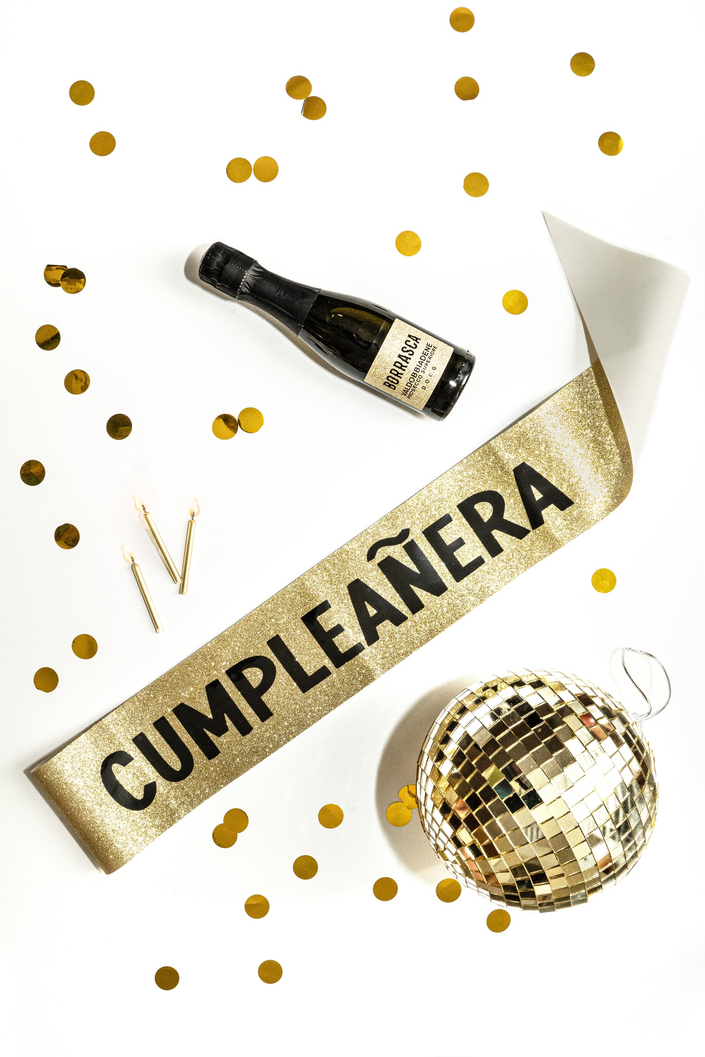 Cumpleañera Birthday Bundle in Gold – Rhinestone Headband & Matching Sash, Set de Cumpleaños con Diadema de Diamantes y Banda – Perfect for the Birthday Girl