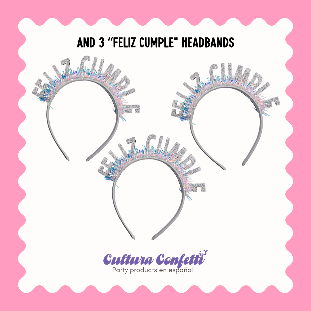 Las Amigas Bundle- a Glitter Birthday Set for 1 Birthday Girl and 3 Friends ¡Celebración Especial para la Cumpleañera y Sus Tres Mejores Amigas!