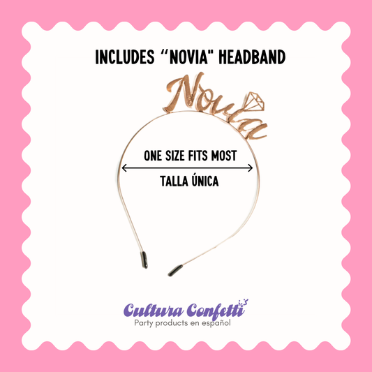 Latina Brides, Bride to Be, La Novia Bridal Bundle, Mexican Brides, Mexican Wedding, Latina Bachelorette Party Set, Headband, Sash, and Veil in Rose Gold – Regalo para la Fiesta de Boda, Bridal Shower, Bodas Mexicanas, Bodas, Mexico