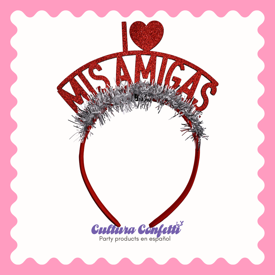 Galentine’s Collection – “I ♥ Mis Amigas” Party Headbands for Latinas | Handmade Galentine’s Day Decor