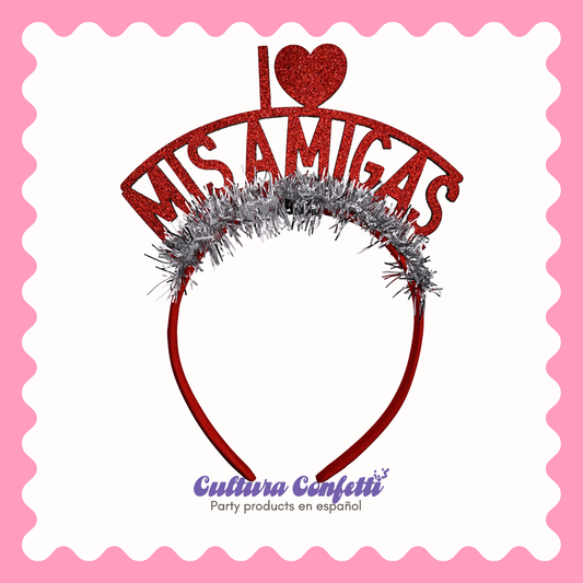 Galentine’s Collection – “I ♥ Mis Amigas” Party Headbands for Latinas | Handmade Galentine’s Day Decor