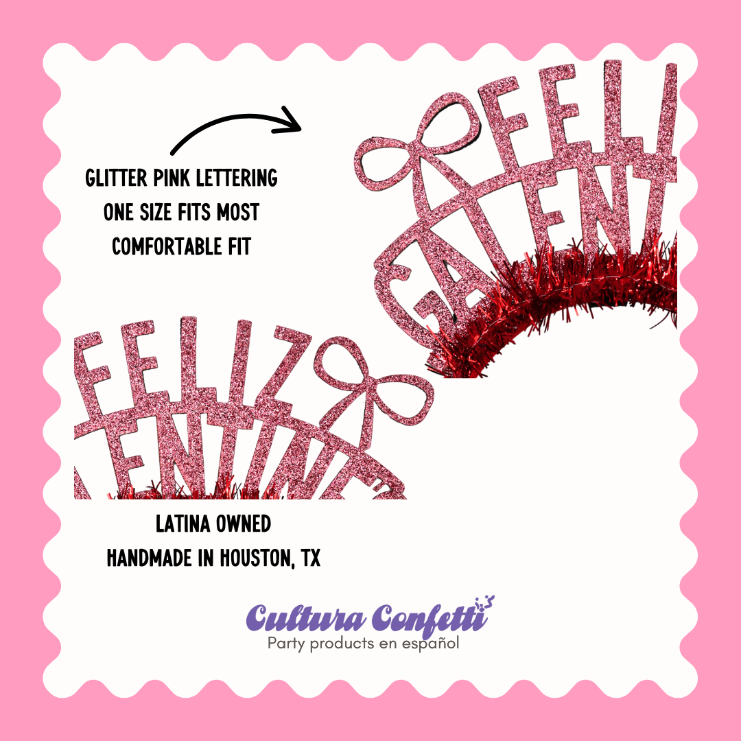 Galentine’s Collection – "FELIZ GALENTINE'S” Party Headbands for Latinas | Handmade Galentine’s Day Decor