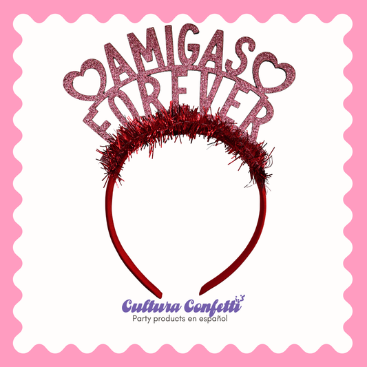 Galentine’s Collection – “AMIGAS FOREVER” Party Headbands for Latinas | Handmade Galentine’s Day Decor